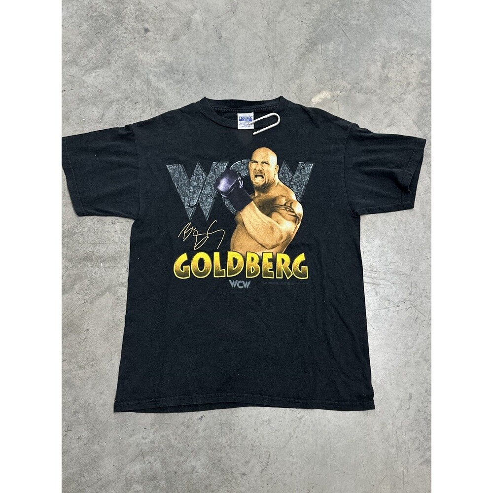 Vintage Tultex 1998 Bill Goldberg Shirt WCW Black Short Sleeve Size L